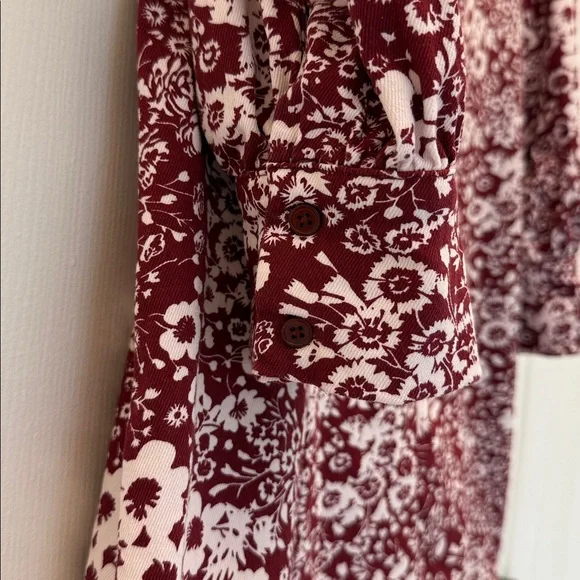 TUCKERNUCK HYACINTH HOUSE Maroon Floral Front Zip Begonia Mini Dress Sz. S EUC! - Picture 5 of 7